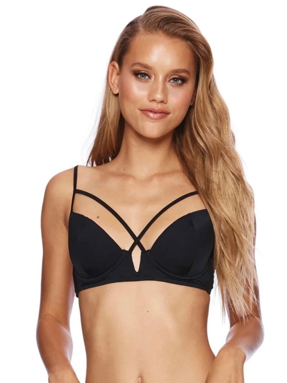 Beach Bunny Black Strappy Bikini Top